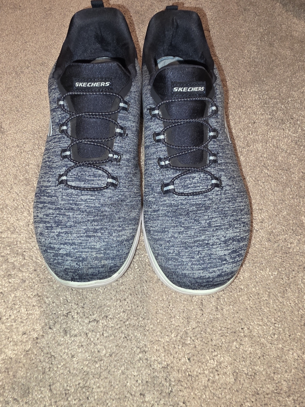 Skechers Slip-On Knit Sneakers in Heathered Navy